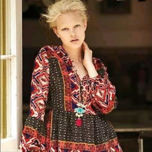 Anthropologie Konrad & Joseph Boho Geometric Peasant Blouse Red Small